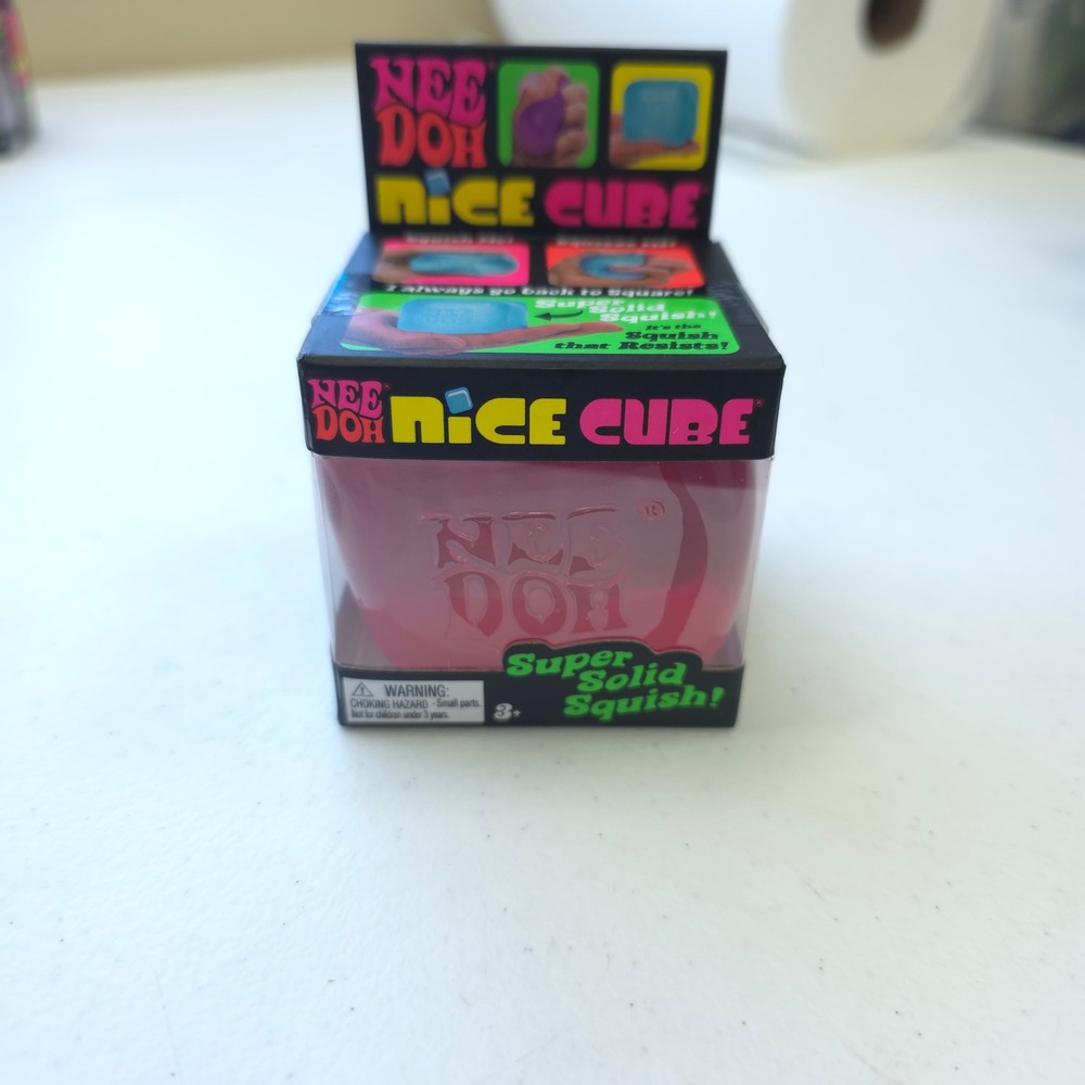 New NeeDoh Nice Cube Pink Super Solid Squish Fidget Toy Stress Ball Sensory